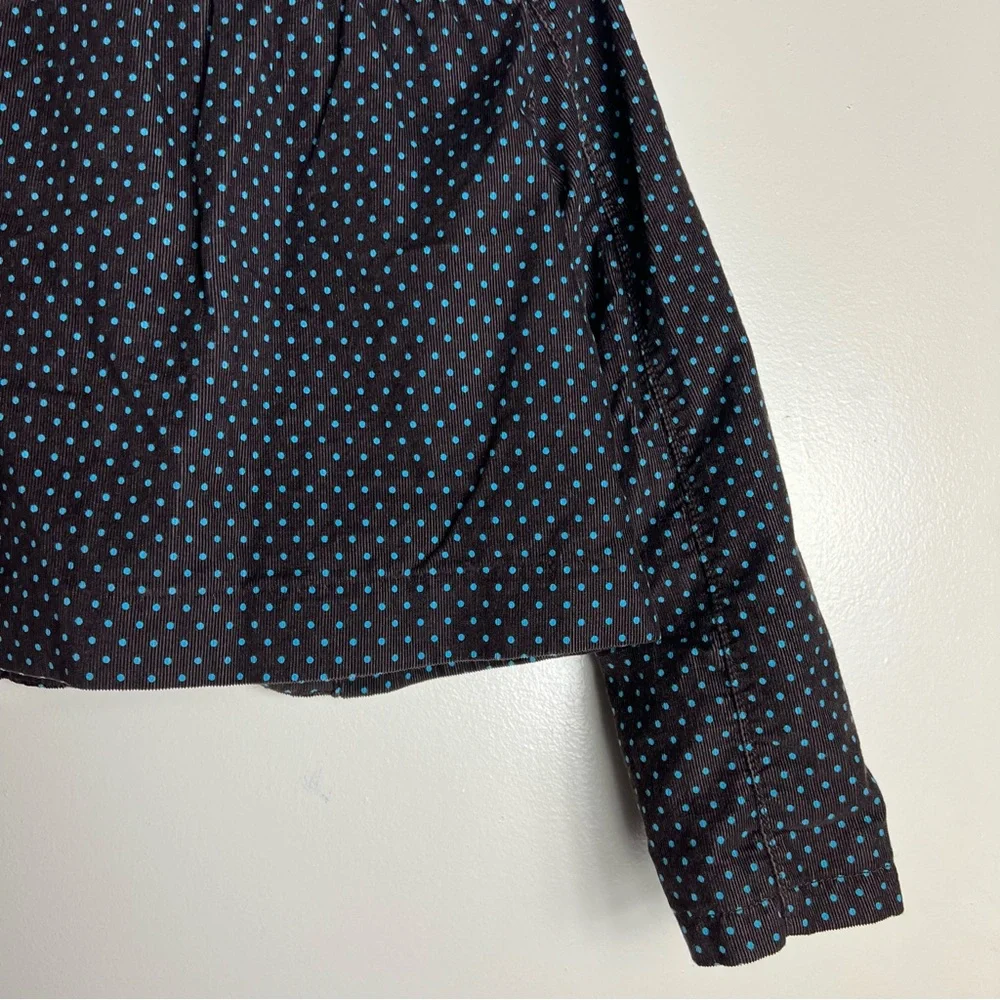Gap Kids Polka Dot Corduroy Jacket Girls Size S 6-7‎ Brown Blue